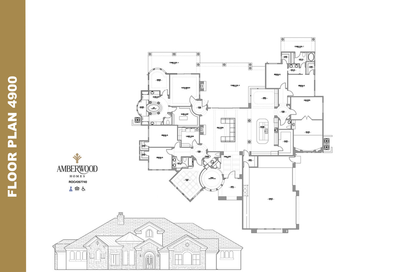 Amberwood homes, floor plan and elevation.